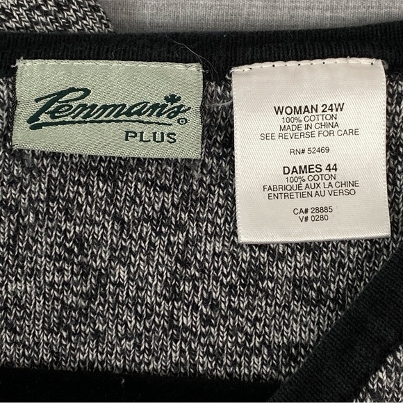 Penman's Plus Sweater and Vest Set Gray Knit with Black Trim Sz 24W - Picture 9 of 9